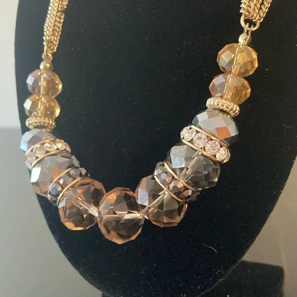Macy's Gold and Brown Beaded Necklace